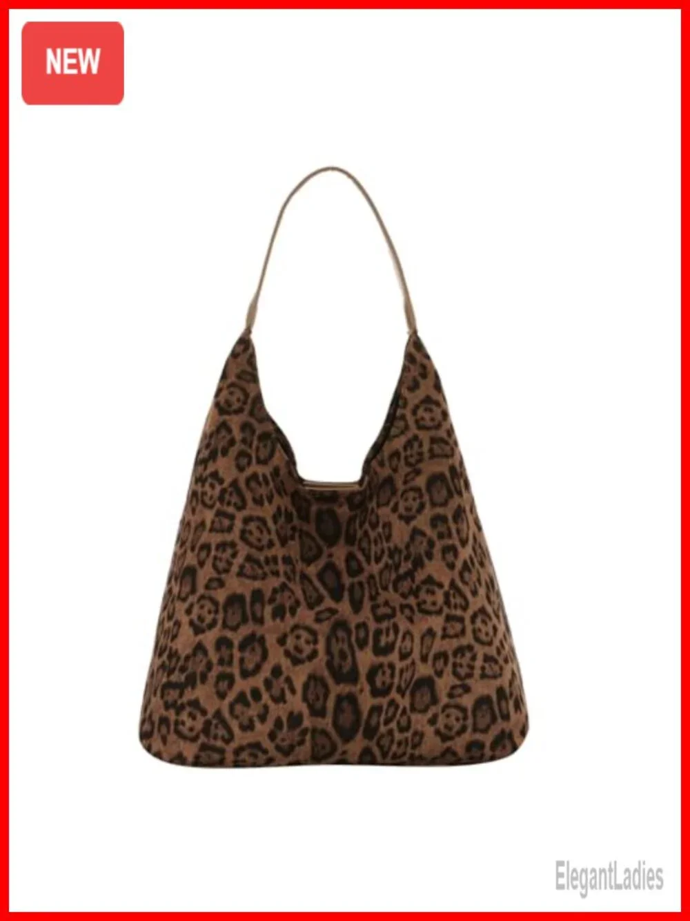 Vintage Leopard Print Faux Suede Leather Hobo Shoulder Tote Bag Large Satchel